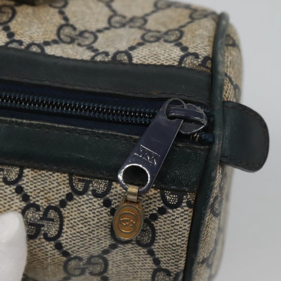 GUCCI GG Supreme Sherry Line Hand Bag PVC Navy Gold Red Auth 134690