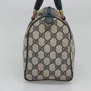 GUCCI GG Supreme Sherry Line Hand Bag PVC Navy Gold Red Auth 134690-4