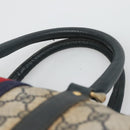 GUCCI GG Supreme Sherry Line Hand Bag PVC Navy Gold Red Auth 134690-8