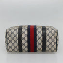 GUCCI GG Supreme Sherry Line Hand Bag PVC Navy Gold Red Auth 134690-9