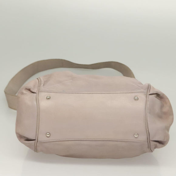 Salvatore Ferragamo Gancini Hand Bag Leather 2way Purple Silver Auth 134695
