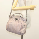 Salvatore Ferragamo Gancini Hand Bag Leather 2way Purple Silver Auth 134695-24