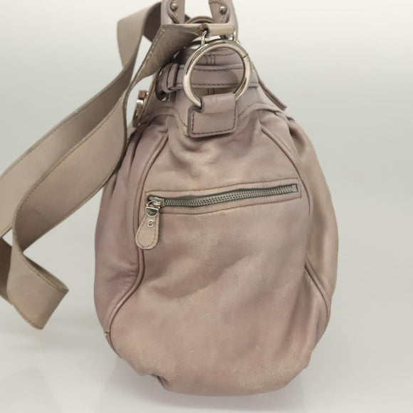 Salvatore Ferragamo Gancini Hand Bag Leather 2way Purple Silver Auth 134695