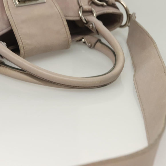 Salvatore Ferragamo Gancini Hand Bag Leather 2way Purple Silver Auth 134695