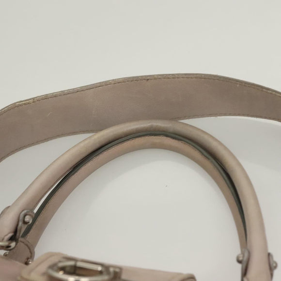 Salvatore Ferragamo Gancini Hand Bag Leather 2way Purple Silver Auth 134695
