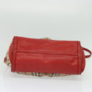 BURBERRY Nova Check Hand Bag PVC 2way Beige Silver Auth 134698-5