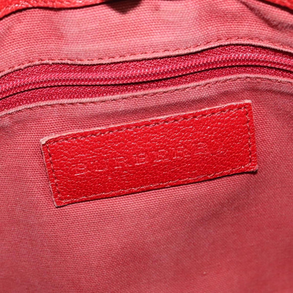 BURBERRY Nova Check Hand Bag PVC 2way Beige Silver Auth 134698