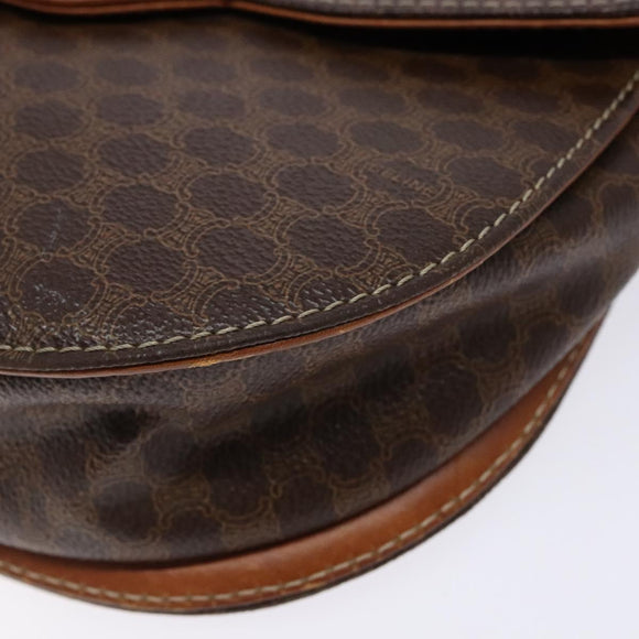 CELINE Macadam Canvas Hand Bag PVC Leather 2way Brown Gold Auth 134727