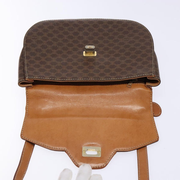 CELINE Macadam Canvas Hand Bag PVC Leather 2way Brown Gold Auth 134727