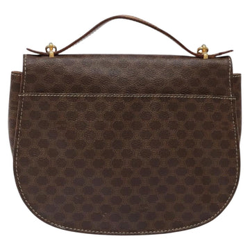 CELINE Macadam Canvas Hand Bag PVC Leather 2way Brown Gold Auth 134727 - 0