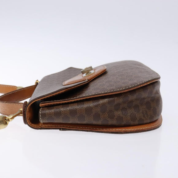 CELINE Macadam Canvas Hand Bag PVC Leather 2way Brown Gold Auth 134727