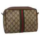 GUCCI GG Supreme Web Sherry Line Bag PVC Beige Brown 89 01 012 Auth 134730-1