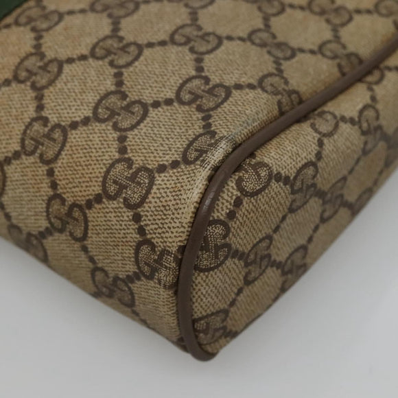GUCCI GG Supreme Web Sherry Line Bag PVC Beige Brown 89 01 012 Auth 134730