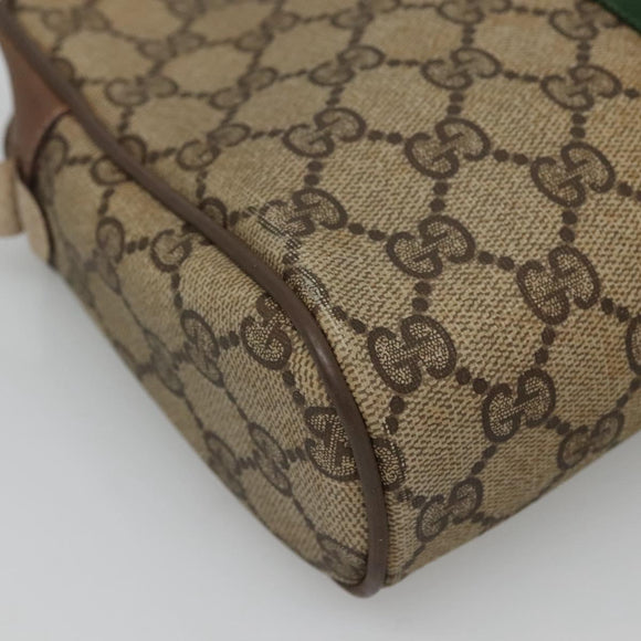 GUCCI GG Supreme Web Sherry Line Bag PVC Beige Brown 89 01 012 Auth 134730