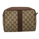 GUCCI GG Supreme Web Sherry Line Bag PVC Beige Brown 89 01 012 Auth 134730-3