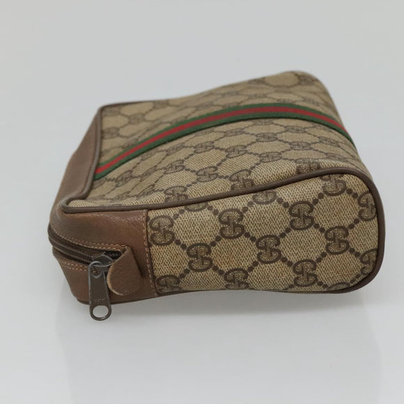 GUCCI GG Supreme Web Sherry Line Bag PVC Beige Brown 89 01 012 Auth 134730