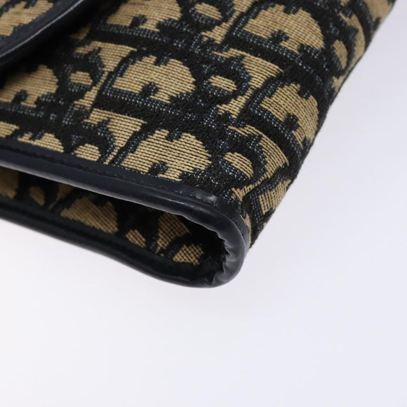 Christian Dior Trotter Canvas Shoulder Bag Navy Gold Auth 134731