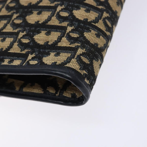 Christian Dior Trotter Canvas Shoulder Bag Navy Gold Auth 134731