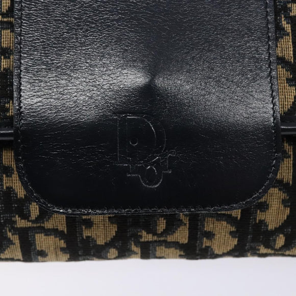 Christian Dior Trotter Canvas Shoulder Bag Navy Gold Auth 134731