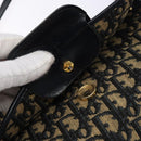 Christian Dior Trotter Canvas Shoulder Bag Navy Gold Auth 134731-9