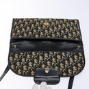 Christian Dior Trotter Canvas Shoulder Bag Navy Gold Auth 134731-19