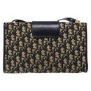 Christian Dior Trotter Canvas Shoulder Bag Navy Gold Auth 134731-2