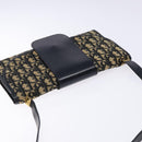 Christian Dior Trotter Canvas Shoulder Bag Navy Gold Auth 134731-6