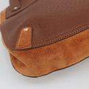 Salvatore Ferragamo Gancini Shoulder Bag Suede Brown Gold Auth 134733-15