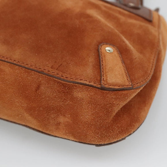 Salvatore Ferragamo Gancini Shoulder Bag Suede Brown Gold Auth 134733