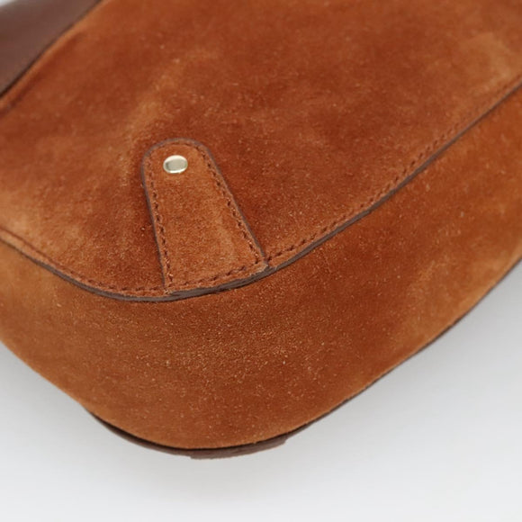 Salvatore Ferragamo Gancini Shoulder Bag Suede Brown Gold Auth 134733