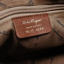 Salvatore Ferragamo Gancini Shoulder Bag Suede Brown Gold Auth 134733-12