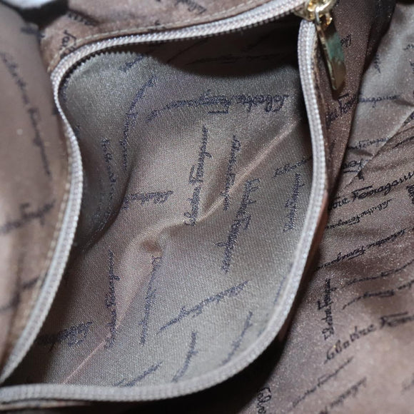 Salvatore Ferragamo Gancini Shoulder Bag Suede Brown Gold Auth 134733