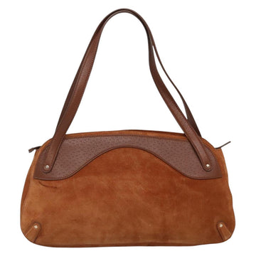 Salvatore Ferragamo Gancini Shoulder Bag Suede Brown Gold Auth 134733 - 0