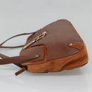 Salvatore Ferragamo Gancini Shoulder Bag Suede Brown Gold Auth 134733-3