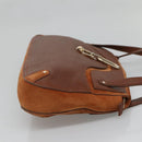 Salvatore Ferragamo Gancini Shoulder Bag Suede Brown Gold Auth 134733-4