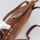 Salvatore Ferragamo Gancini Shoulder Bag Suede Brown Gold Auth 134733-6