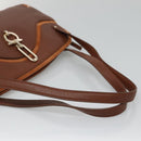 Salvatore Ferragamo Gancini Shoulder Bag Suede Brown Gold Auth 134733-7