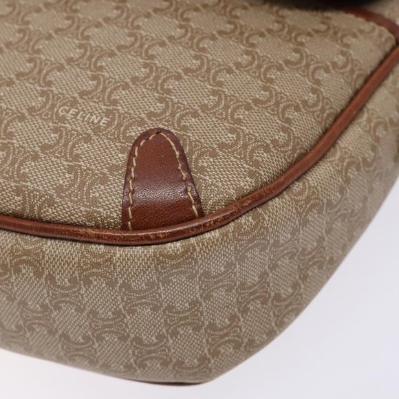 CELINE Macadam Canvas Shoulder Bag PVC Beige Gold Auth 134735