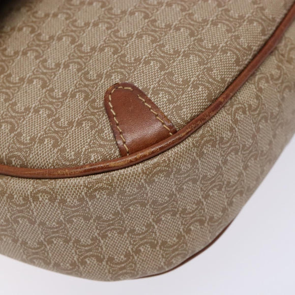 CELINE Macadam Canvas Shoulder Bag PVC Beige Gold Auth 134735