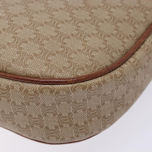 CELINE Macadam Canvas Shoulder Bag PVC Beige Gold Auth 134735