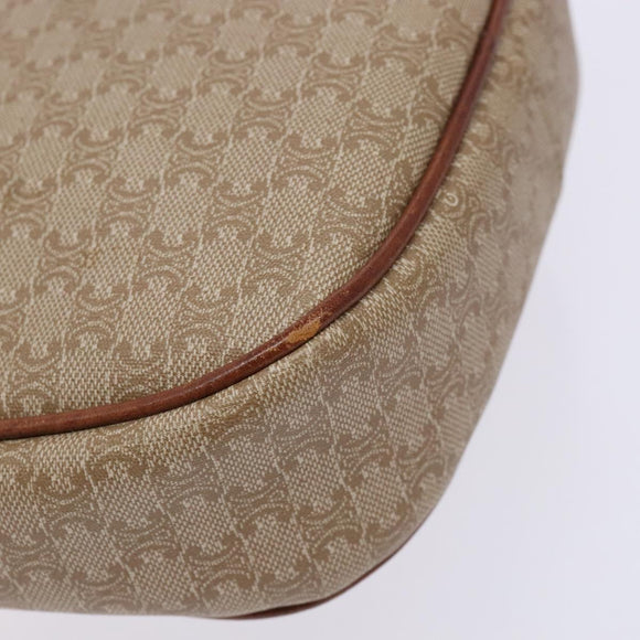 CELINE Macadam Canvas Shoulder Bag PVC Beige Gold Auth 134735