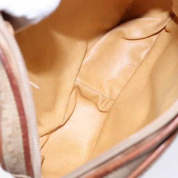 CELINE Macadam Canvas Shoulder Bag PVC Beige Gold Auth 134735