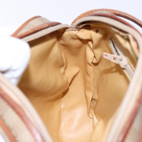 CELINE Macadam Canvas Shoulder Bag PVC Beige Gold Auth 134735