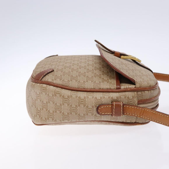 CELINE Macadam Canvas Shoulder Bag PVC Beige Gold Auth 134735