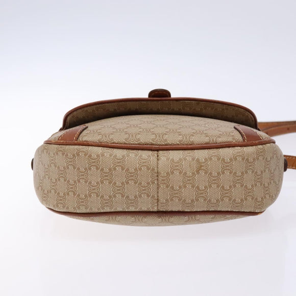 CELINE Macadam Canvas Shoulder Bag PVC Beige Gold Auth 134735