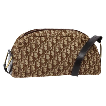 Christian Dior Trotter Canvas Shoulder Bag Brown Gold Auth 134737
