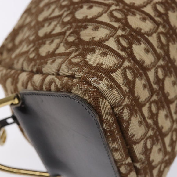 Christian Dior Trotter Canvas Shoulder Bag Brown Gold Auth 134737