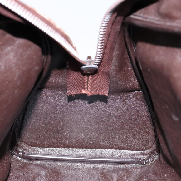 Christian Dior Trotter Canvas Shoulder Bag Brown Gold Auth 134737