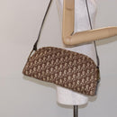 Christian Dior Trotter Canvas Shoulder Bag Brown Gold Auth 134737-19