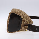 Christian Dior Trotter Canvas Shoulder Bag Brown Gold Auth 134737-4